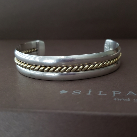 Silpada Sterling Silver Brass Braid Vintage Cuff B0001 - Picture 2 of 12